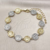 Oro Laminado Tennis Bracelet, Gold Filled Style San Benito Design, Polished, Two Tone, 03.341.0240.07 (Thickness, 8 Inches Length)