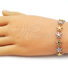 Oro Laminado Tennis Bracelet, Gold Filled Style Star Design, Polished, Two Tone, 03.341.0244.07 (Thickness, 7 Inches Length)