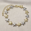 Oro Laminado Tennis Bracelet, Gold Filled Style Star Design, Polished, Two Tone, 03.341.0244.07 (Thickness, 7 Inches Length)