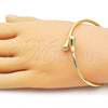 Oro Laminado Individual Bangle, Gold Filled Style Teardrop Design, Polished, Golden Finish, 07.170.0073 (03 MM Thickness, One size fits all)