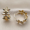 Oro Laminado Medium Hoop, Gold Filled Style Flower Design, Polished, Golden Finish, 02.170.0524.30