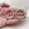 Oro Laminado Medium Hoop, Gold Filled Style Twist and Hollow Design, Polished, Golden Finish, 02.170.0527.40