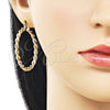 Oro Laminado Small Hoop, Gold Filled Style Twist Design, Diamond Cutting Finish, Tricolor, 02.170.0398.1.40