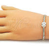 Oro Laminado Fancy Bracelet, Gold Filled Style Rat Tail Design, with White Cubic Zirconia, Polished, Golden Finish, 03.213.0367.08 (04 MM Thickness, 8 Inches Length)