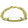 Oro Laminado ID Bracelet, Gold Filled Style Mariner Design, Diamond Cutting Finish, Golden Finish, 03.213.0369.08 (Thickness, 8 Inches Length)