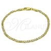 Oro Laminado Basic Bracelet, Gold Filled Style Mariner Design, Diamond Cutting Finish, Golden Finish, 04.213.0243.07 (03 MM Thickness, 8 Inches Length)