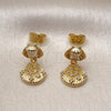 Oro Laminado Dangle Earring, Gold Filled Style Shell Design, with White Platina Opal, Diamond Cutting Finish, Golden Finish, 02.282.0047