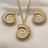 Oro Laminado Earring and Pendant Adult Set, Gold Filled Style Snail and Hollow Design, Polished, Golden Finish, 10.282.0012