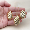 Oro Laminado Earring and Pendant Adult Set, Gold Filled Style Shell and Hollow Design, Polished, Golden Finish, 10.282.0013
