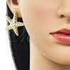 Oro Laminado Stud Earring, Gold Filled Style Star Design, Polished, Golden Finish, 02.282.0050