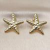 Oro Laminado Stud Earring, Gold Filled Style Star Design, Polished, Golden Finish, 02.282.0050