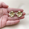 Oro Laminado Stud Earring, Gold Filled Style Flower Design, Matte Finish, Golden Finish, 02.282.0057