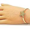 Oro Laminado Individual Bangle, Gold Filled Style Star Design, Matte Finish, Golden Finish, 07.282.0047