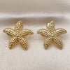 Oro Laminado Stud Earring, Gold Filled Style Star Design, Polished, Golden Finish, 02.282.0065