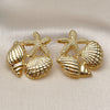 Oro Laminado Stud Earring, Gold Filled Style Star and Shell Design, Polished, Golden Finish, 02.282.0067