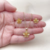 Oro Laminado Earring and Pendant Adult Set, Gold Filled Style Flower Design, Matte Finish, Golden Finish, 10.342.0256