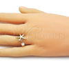 Oro Laminado Multi Stone Ring, Gold Filled Style Star Design, with White Cubic Zirconia, Polished, Golden Finish, 01.341.0174