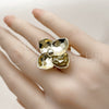 Oro Laminado Elegant Ring, Gold Filled Style Flower Design, Diamond Cutting Finish, Golden Finish, 01.213.0068
