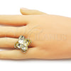 Oro Laminado Elegant Ring, Gold Filled Style Flower Design, Diamond Cutting Finish, Golden Finish, 01.213.0068 (One size fits all)