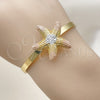 Oro Laminado Individual Bangle, Gold Filled Style Star Design, Matte Finish, Tricolor, 07.282.0047.1