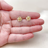 Oro Laminado Stud Earring, Gold Filled Style Flower Design, Matte Finish, Golden Finish, 02.170.0531