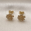 Oro Laminado Stud Earring, Gold Filled Style Flower Design, Matte Finish, Golden Finish, 02.170.0531