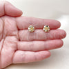 Oro Laminado Stud Earring, Gold Filled Style Flower Design, Polished, Golden Finish, 02.170.0532