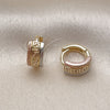 Oro Laminado Huggie Hoop, Gold Filled Style Greek Key Design, Polished, Tricolor, 02.170.0535.10