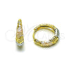 Oro Laminado Huggie Hoop, Gold Filled Style Diamond Cutting Finish, Tricolor, 02.170.0539.18