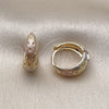 Oro Laminado Huggie Hoop, Gold Filled Style Diamond Cutting Finish, Tricolor, 02.170.0540.14