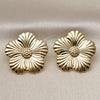 Oro Laminado Stud Earring, Gold Filled Style Flower Design, Polished, Golden Finish, 02.282.0068