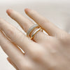 Oro Laminado Elegant Ring, Gold Filled Style with White Micro Pave, Polished, Golden Finish, 01.266.0053