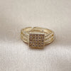 Oro Laminado Multi Stone Ring, Gold Filled Style with White Micro Pave, Polished, Golden Finish, 01.266.0056