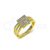 Oro Laminado Multi Stone Ring, Gold Filled Style with White Micro Pave, Polished, Golden Finish, 01.266.0056