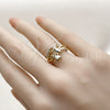 Oro Laminado Multi Stone Ring, Gold Filled Style Butterfly and Leaf Design, with White Micro Pave, Polished, Golden Finish, 01.266.0057 (One size fits all)