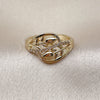 Oro Laminado Multi Stone Ring, Gold Filled Style Flower Design, with White Micro Pave, Polished, Golden Finish, 01.266.0058 (One size fits all)
