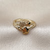 Oro Laminado Multi Stone Ring, Gold Filled Style Flower Design, with White Micro Pave, Polished, Golden Finish, 01.266.0059