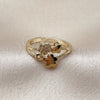 Oro Laminado Multi Stone Ring, Gold Filled Style Flower Design, with White Micro Pave, Polished, Golden Finish, 01.266.0059 (One size fits all)
