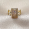 Oro Laminado Multi Stone Ring, Gold Filled Style with White Micro Pave, Polished, Golden Finish, 01.266.0064