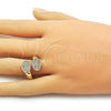 Oro Laminado Multi Stone Ring, Gold Filled Style with White Cubic Zirconia, Polished, Golden Finish, 01.266.0069 (One size fits all)