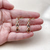 Oro Laminado Dangle Earring, Gold Filled Style Teardrop Design, with Multicolor Cubic Zirconia, Polished, Golden Finish, 02.323.0098