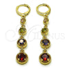 Oro Laminado Long Earring, Gold Filled Style with Multicolor Cubic Zirconia, Polished, Golden Finish, 02.323.0104