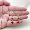 Oro Laminado Long Earring, Gold Filled Style with Multicolor Cubic Zirconia, Polished, Golden Finish, 02.323.0104