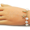 Oro Laminado Fancy Bracelet, Gold Filled Style Star Design, with Ivory Pearl, Polished, Golden Finish, 03.341.0256.07