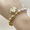 Oro Laminado Fancy Bracelet, Gold Filled Style Shell and Expandable Bead Design, with Ivory Pearl, Polished, Golden Finish, 03.341.0261.07 (08 MM Thickness, 7 Inches Length)