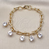 Oro Laminado Charm Bracelet, Gold Filled Style with White Cubic Zirconia, Polished, Golden Finish, 03.331.0329.07 (07 MM Thickness, 8 Inches Length)