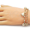 Oro Laminado Charm Bracelet, Gold Filled Style Heart and Ball Design, Polished, Golden Finish, 03.331.0330.07