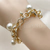 Oro Laminado Charm Bracelet, Gold Filled Style Rolo and Ball Design, with Ivory Pearl, Polished, Golden Finish, 03.331.0331.08