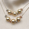 Oro Laminado Fancy Necklace, Gold Filled Style Box and Ball Design, Polished, Tricolor, 04.331.0005.18 (01 MM Thickness, 18 Inches Length)