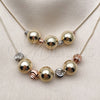 Oro Laminado Fancy Necklace, Gold Filled Style Box and Ball Design, Diamond Cutting Finish, Tricolor, 04.331.0006.18